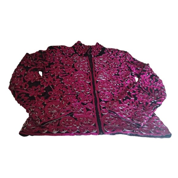 Vintage Damee, Inc. Women's Small Jacket Pink Sheer Ribbon Artsy Embroidered - Picture 5 of 13